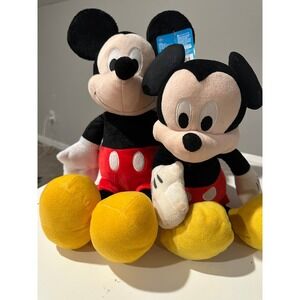 Disney Mickey Mouse Plush Stuffed Animal Toy Set of 2 Classic Red Shorts NWT